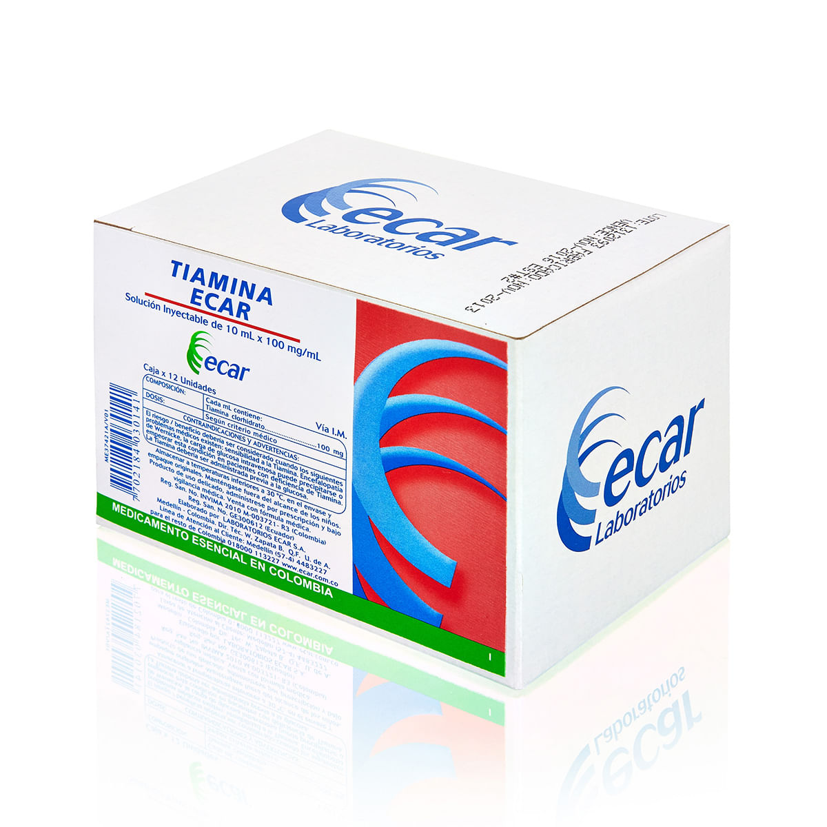 Solución Inyectable Tiamina 100 Mg/10 Ml Ecar Caja X 12 Ampollas.