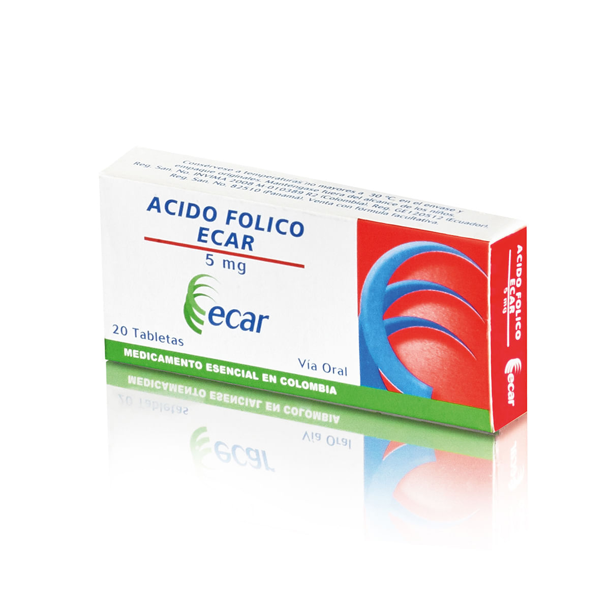 Ácido Fólico 5 Mg Ecar Caja X 20 Tabletas.