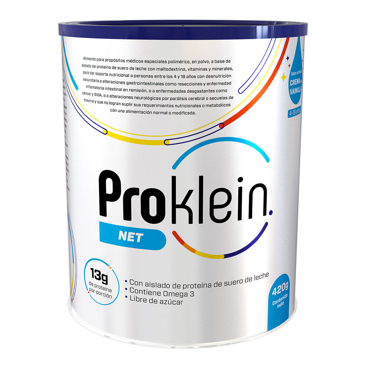Alimento En Polvo Proklein Net 13 G Sabor Crema De Vainilla 4-18 Años Tarro X 420 G.