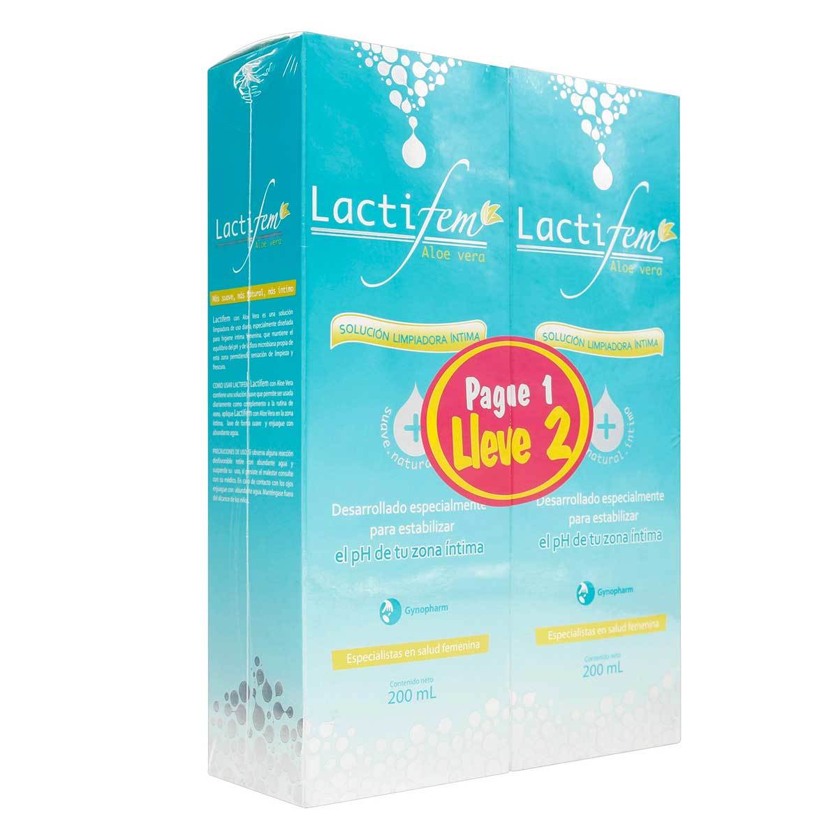 Jabón Líquido Íntimo Lactifem Áloe Vera Frasco x 200 mL x 2 Uds Pague 1 Lleve 2