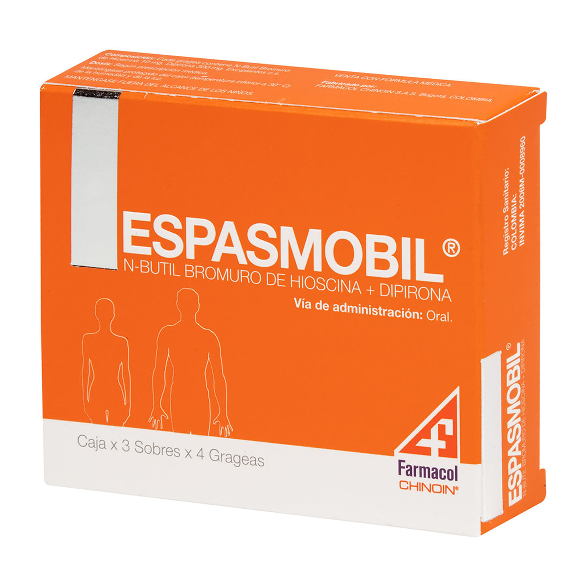 Espasmobil Farmacol Chinoin Caja X 3 Sobres X 4 Grageas.