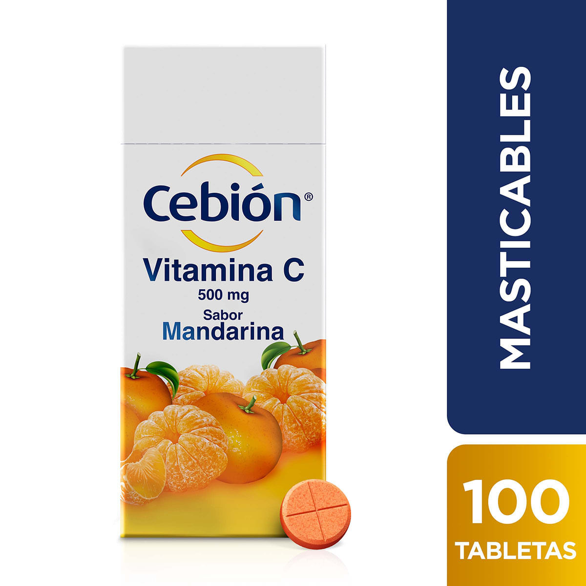 Cebión 500 Mg Merck Mandarina Caja X 100 Tabletas Masticables.