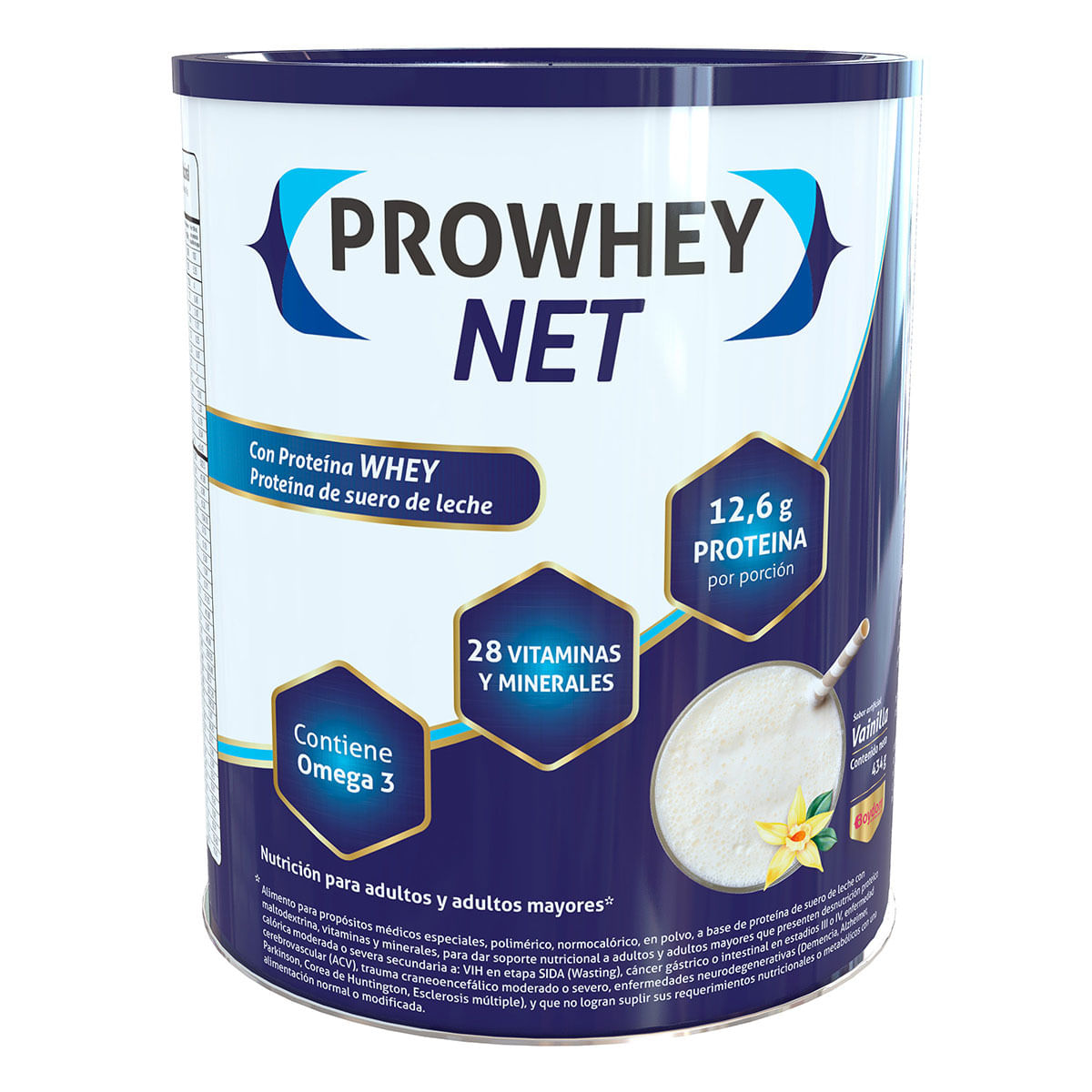 Alimento En Polvo Prowhey Net Sabor Vainilla Tarro X 434 G.