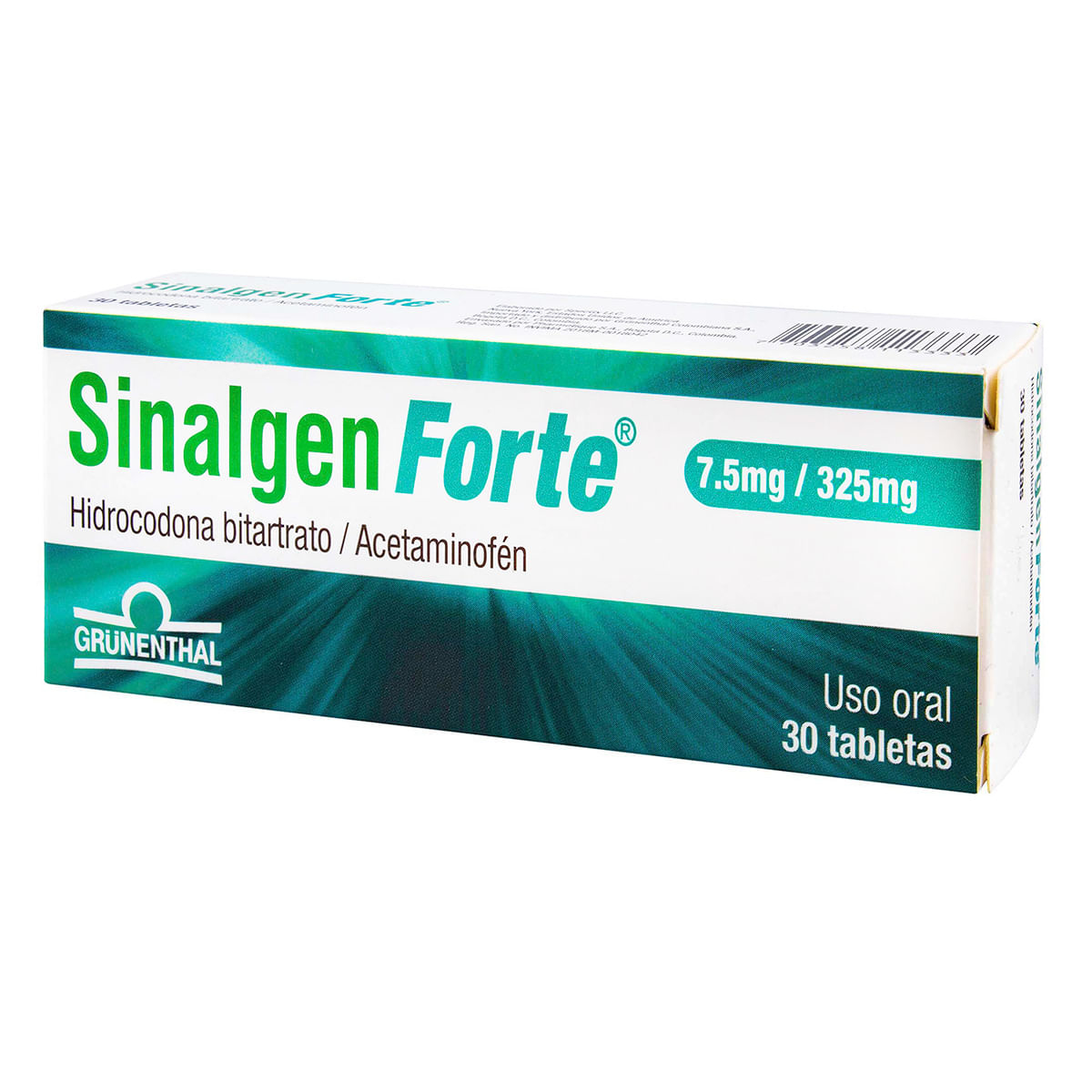 Sinalgen Forte 7.5 Mg/325 Mg Grunenthal Caja X 30 Tabletas.