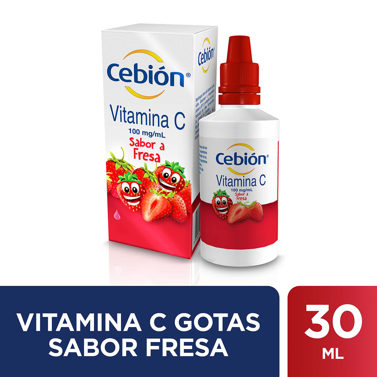 Cebión 100 Mg/Ml Merck Fresa Gotas Frasco X 30 Ml.