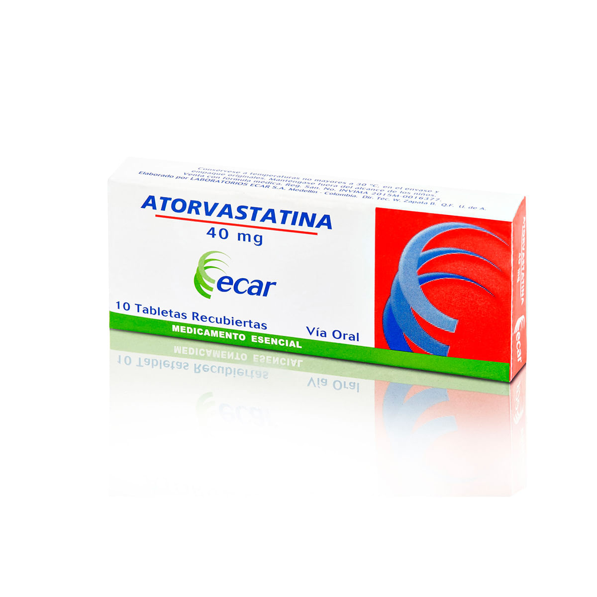Atorvastatina 40 Mg Ecar Caja X 10 Tabletas Recubiertas.