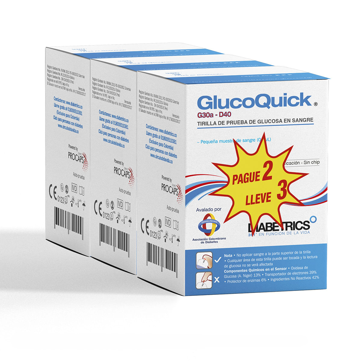 Tirilla Glucoquick Diabetrics Prueba Para Glucosa Caja X 50 Uds Pague 2 Lleve 3.
