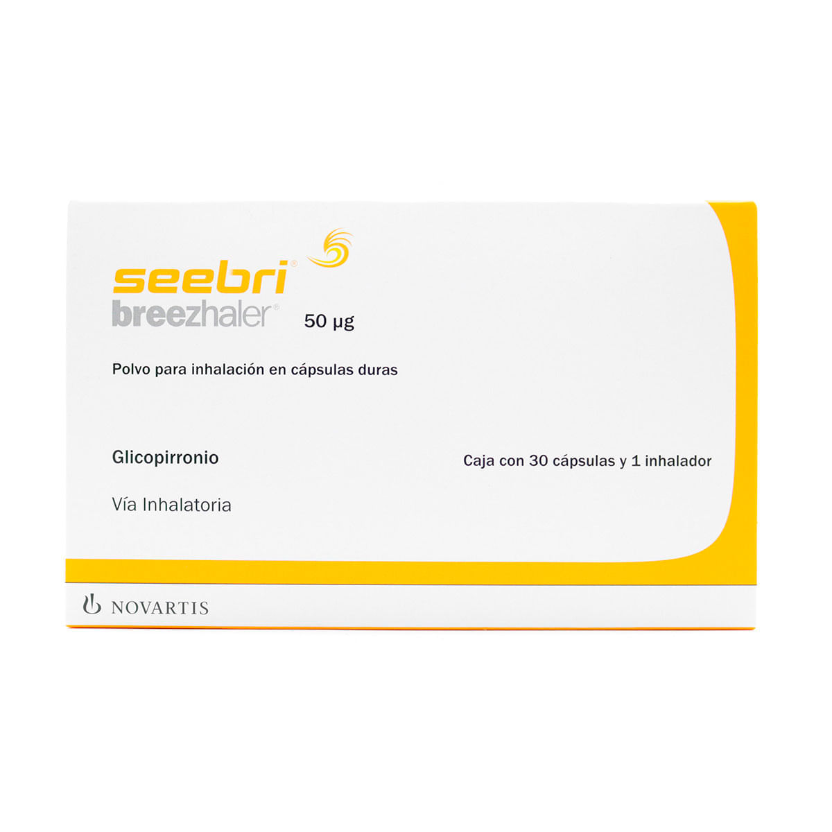 Seebri Breezhaler 50 Mcg Novartis Polvo Caja X 30 Cápsulas Y 1 Inhalador.