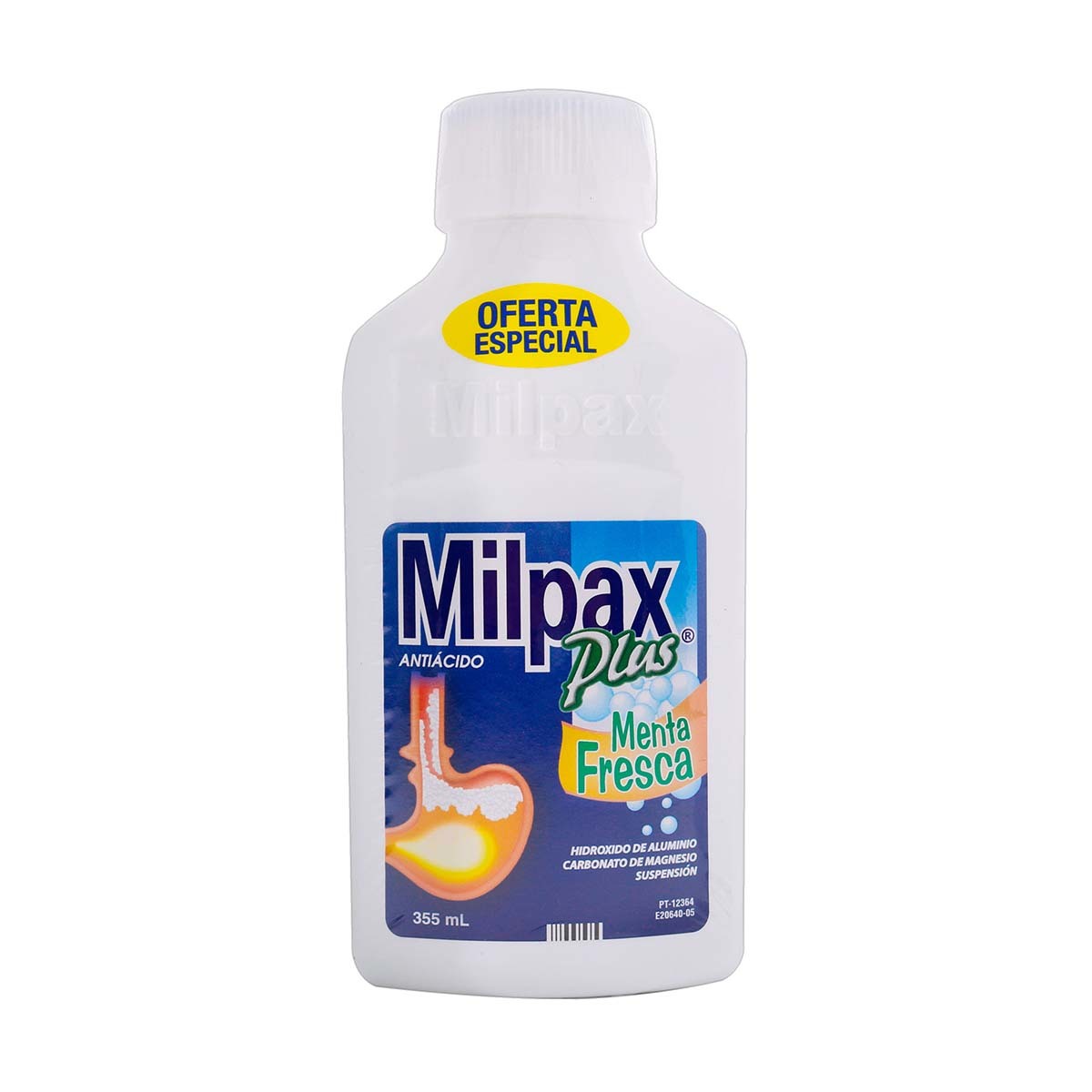 Antiácido Milpax Plus Menta Fresca Frasco X 355 Ml X 2 Uds Precio Especial.