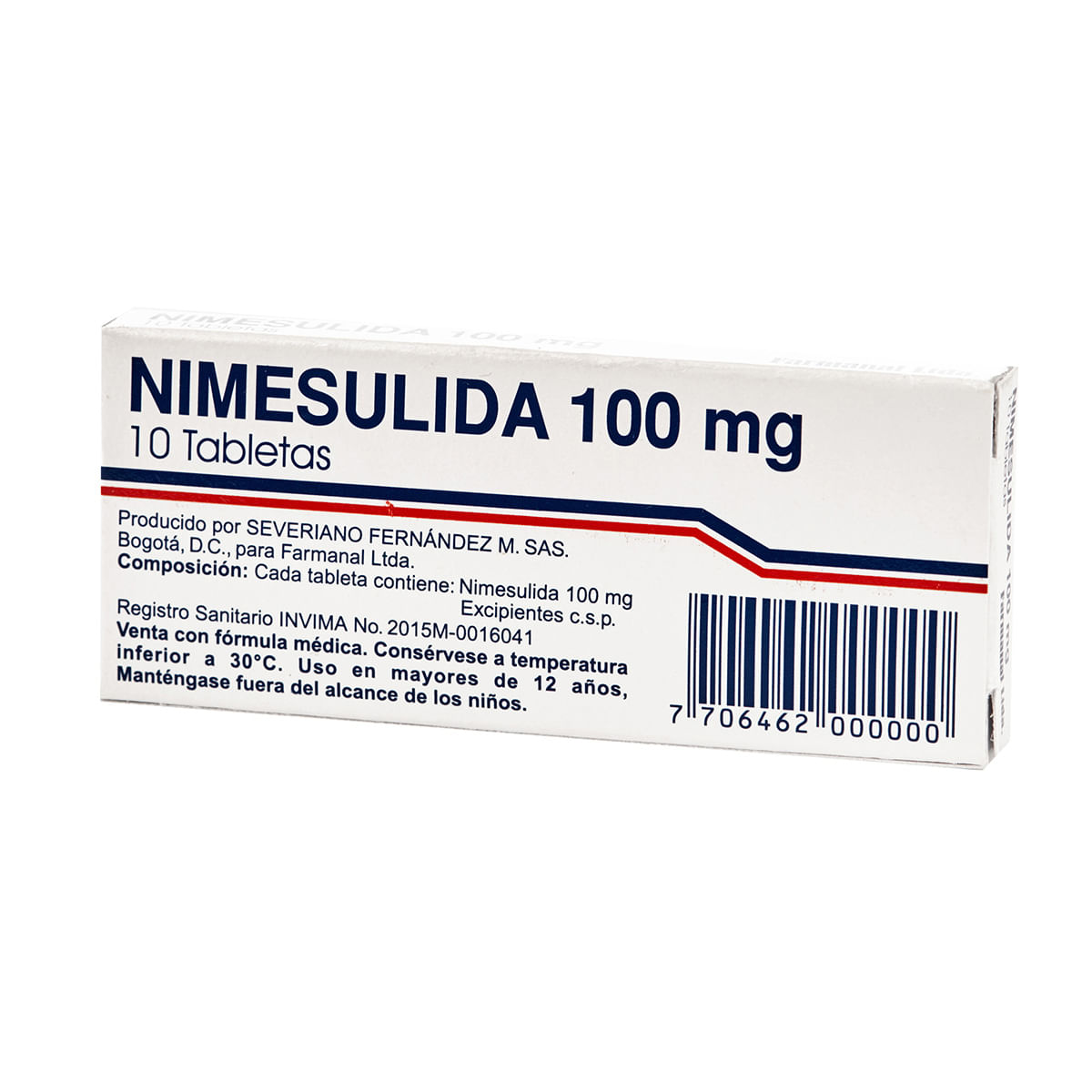 Nimesulida 100 Mg Farmanal Caja X 10 Tabletas.