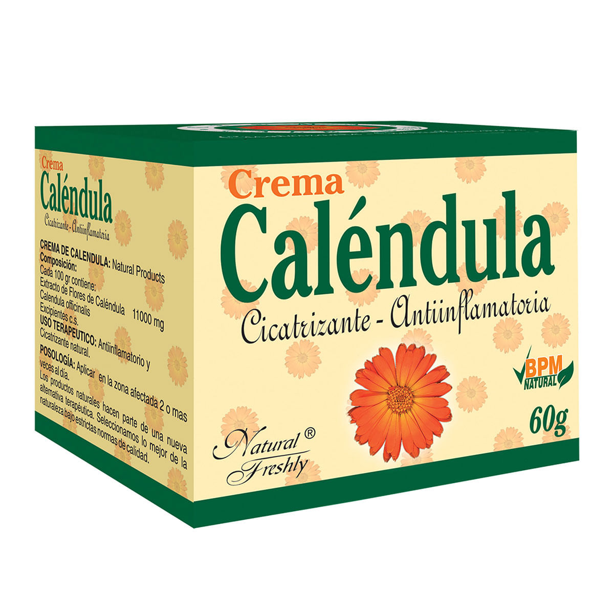 Crema De Caléndula Natural Freshly Cicatrizante Y Anti-Inflamatoria Caja X 60 G.