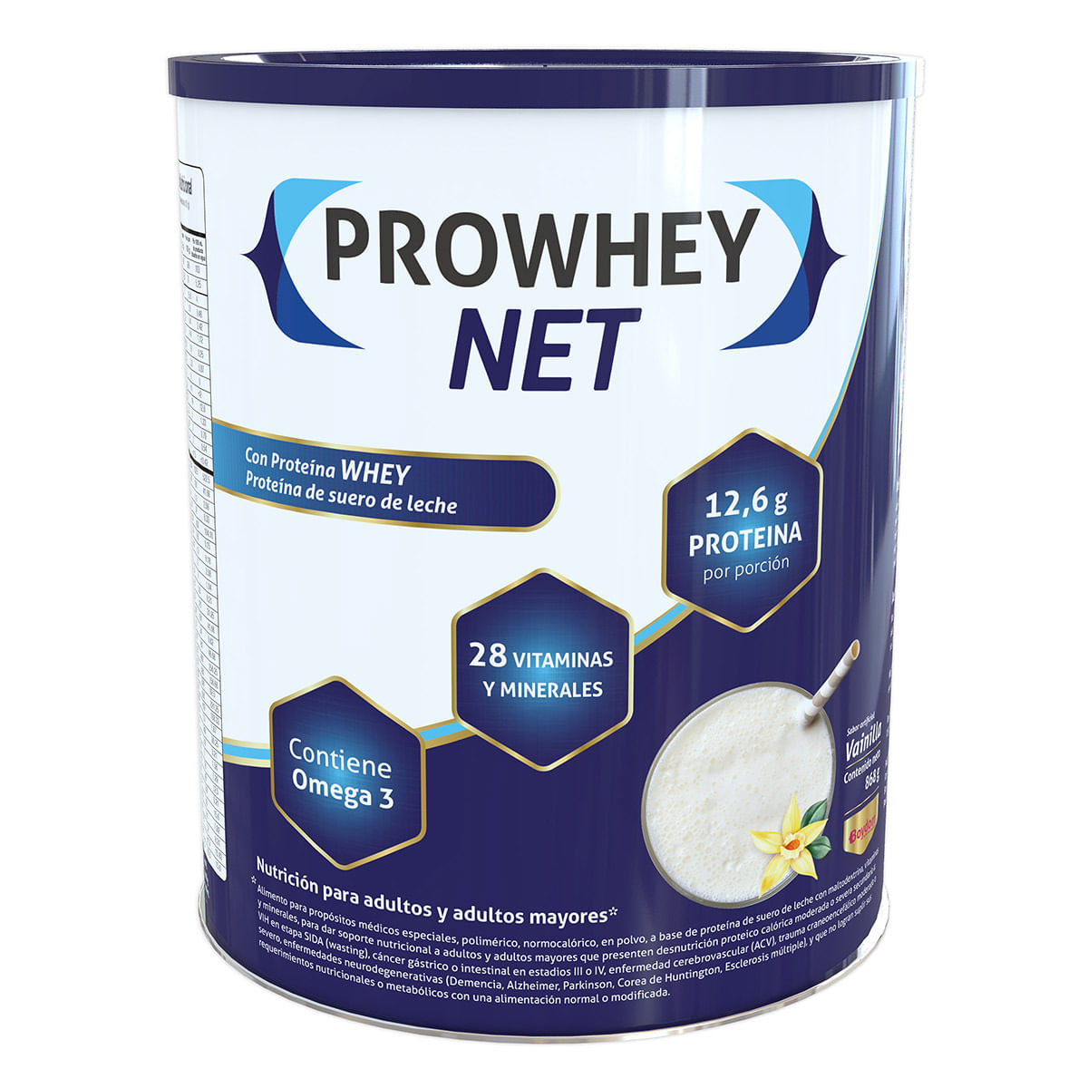 Alimento En Polvo Prowhey Net Sabor Vainilla Tarro X 868 G.