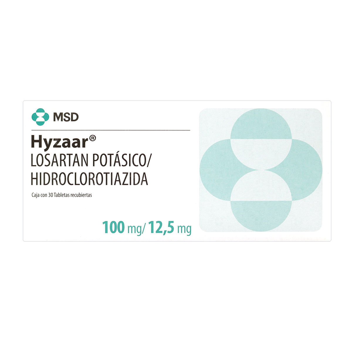 Hyzaar 100 Mg/12.5 Mg Msd Caja X 30 Tabletas Recubiertas.