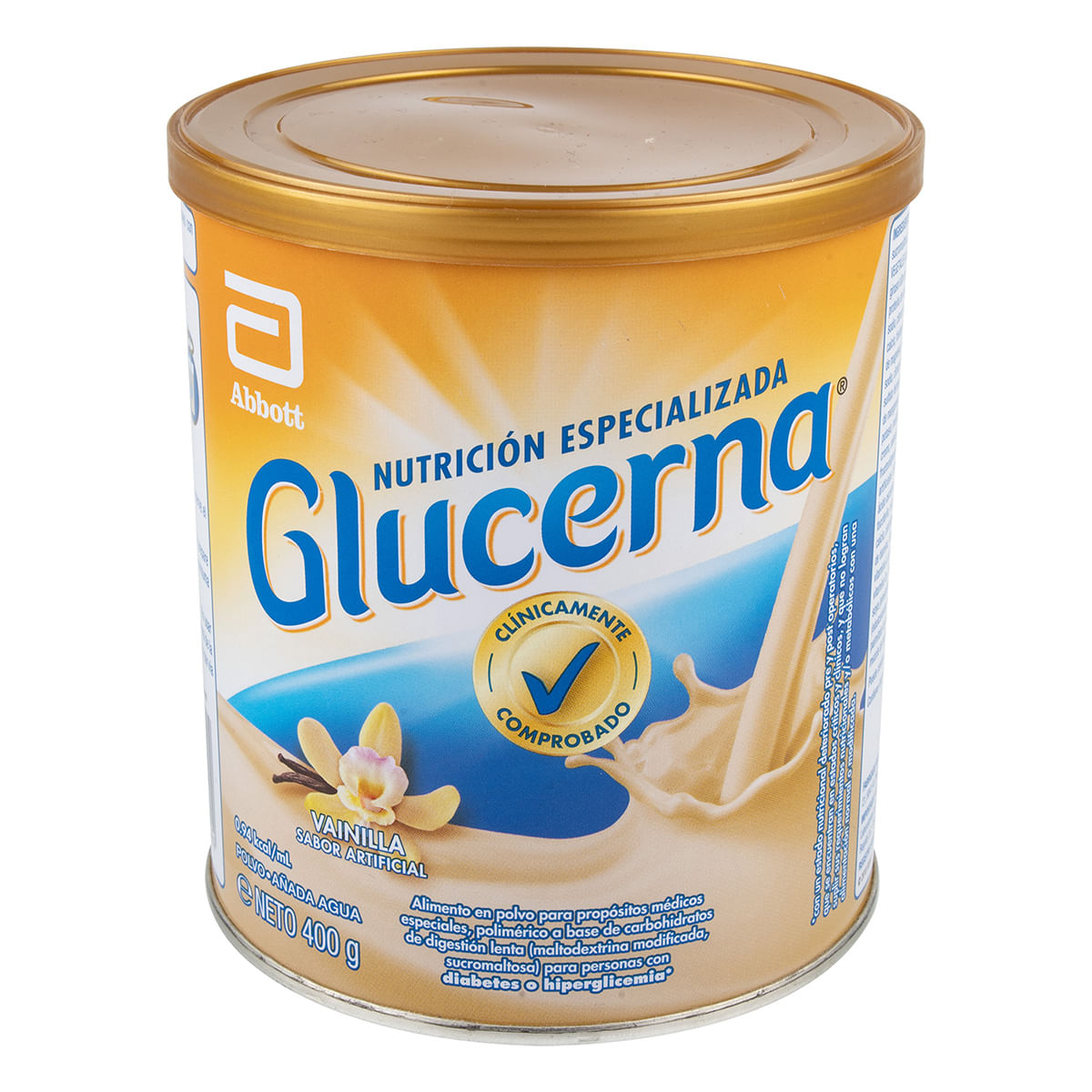 Alimento Abbott Glucerna Vainilla Polvo Tarro X 400 G.