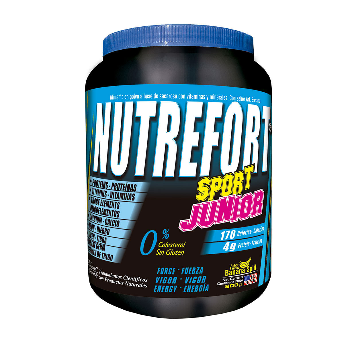 Alimento Nutrefort Sport Junior Natural Freshly Banano Polvo Frasco x 800 g