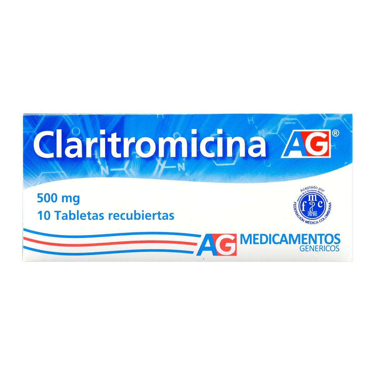 Claritromicina 500 Mg Ag Caja X 10 Tabletas Recubiertas.
