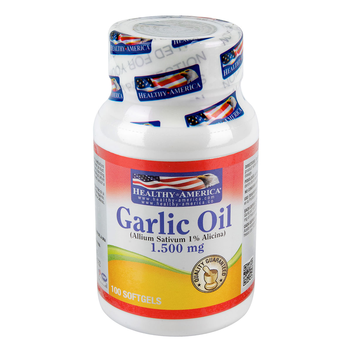 Suplemento Dietario Garlic Oil 1500 Mg Healthy America Frasco X 100 Softgels.