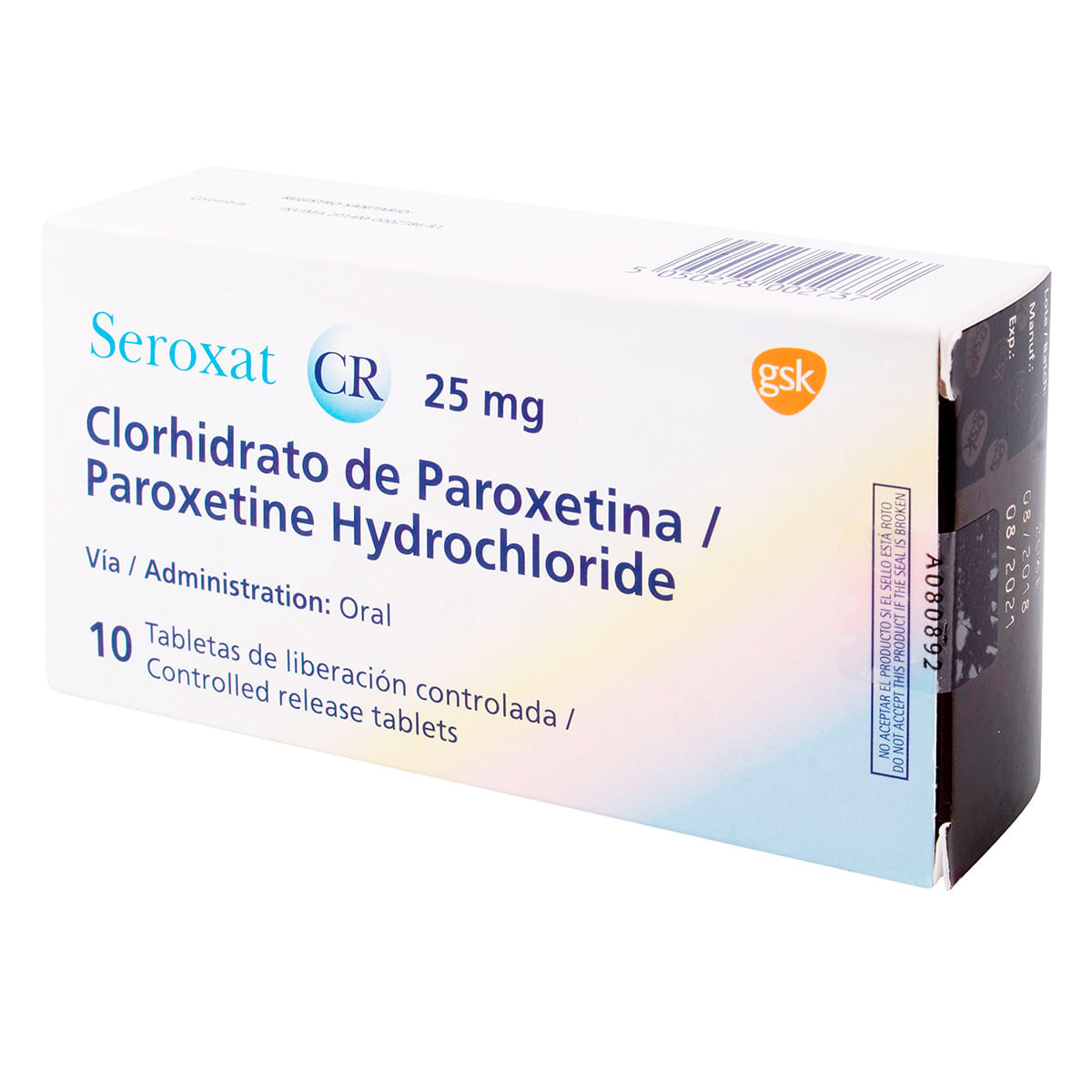 Seroxat Cr 25 Mg Gsk Caja X 10 Tabletas.
