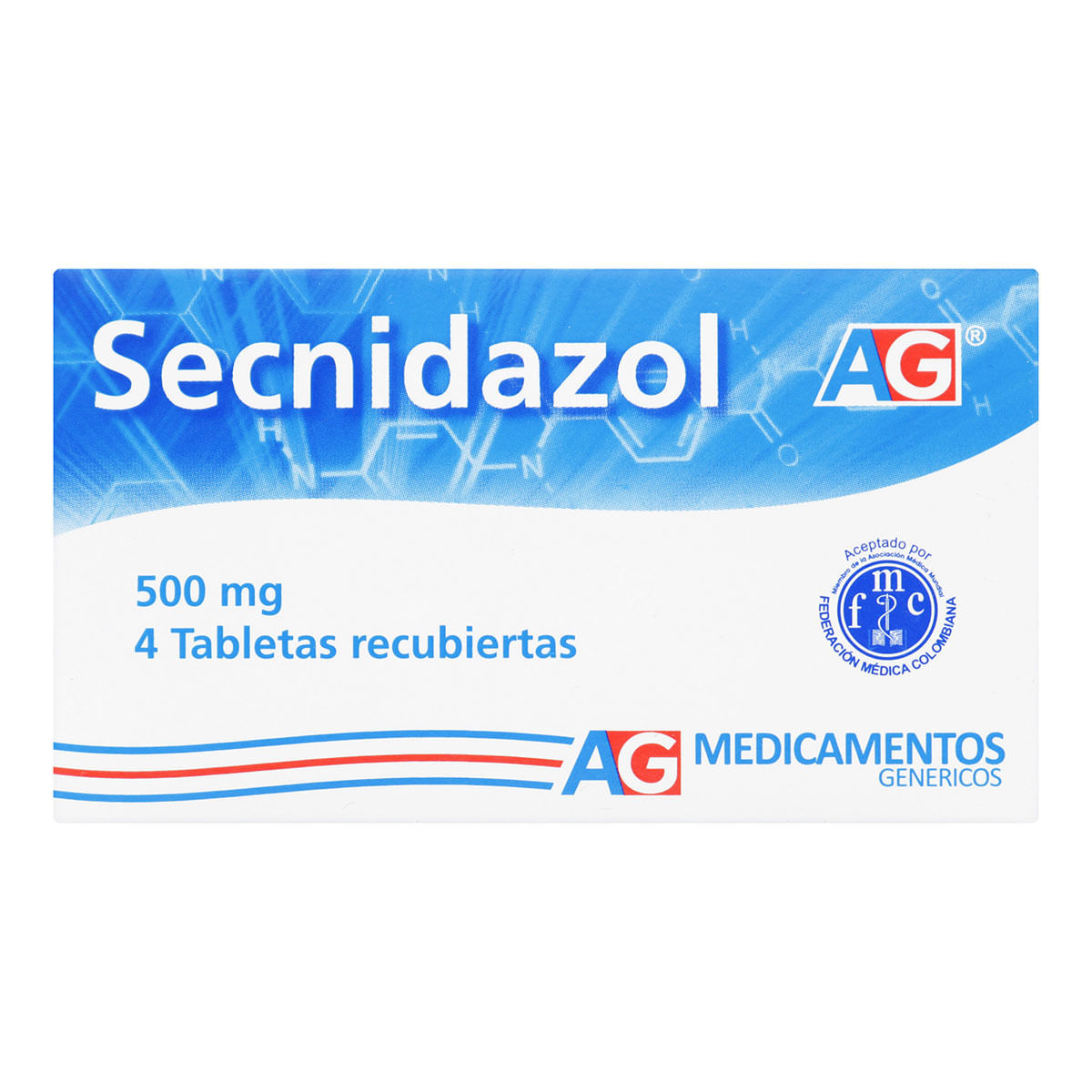 Secnidazol 500 Mg Ag Caja X 4 Tabletas Recubiertas.