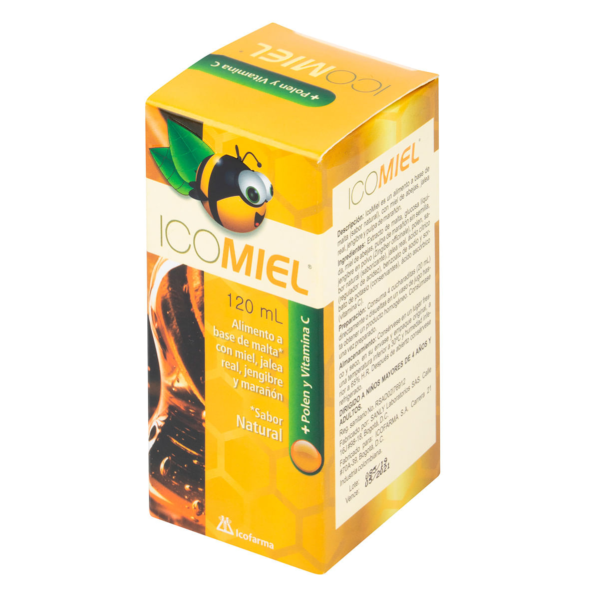 . Alimento Icomiel Icofarma Polen y Vitamina C Caja x 120 mL