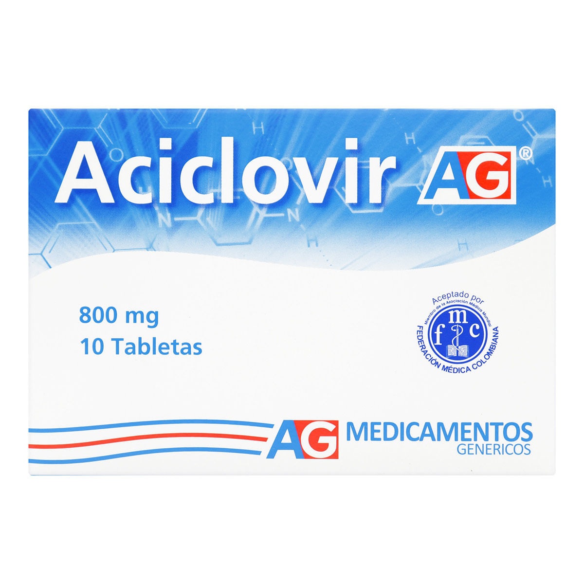 Aciclovir 800 Mg Ag Caja X 10 Tabletas.