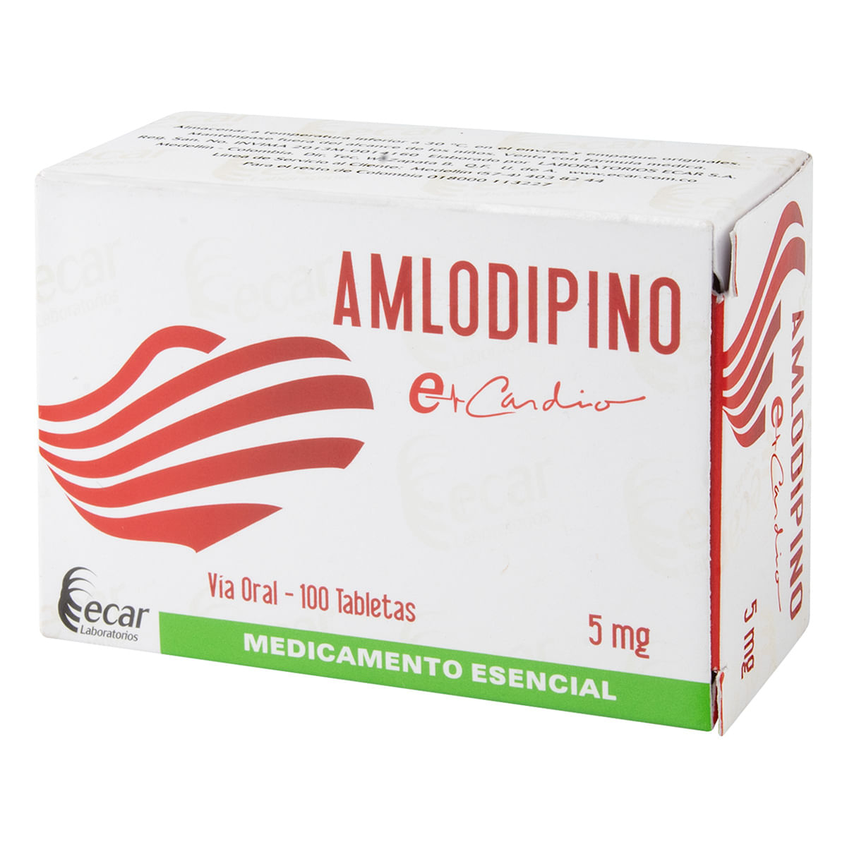 Amlodipino 5 Mg Ecar Caja X 100 Tabletas.