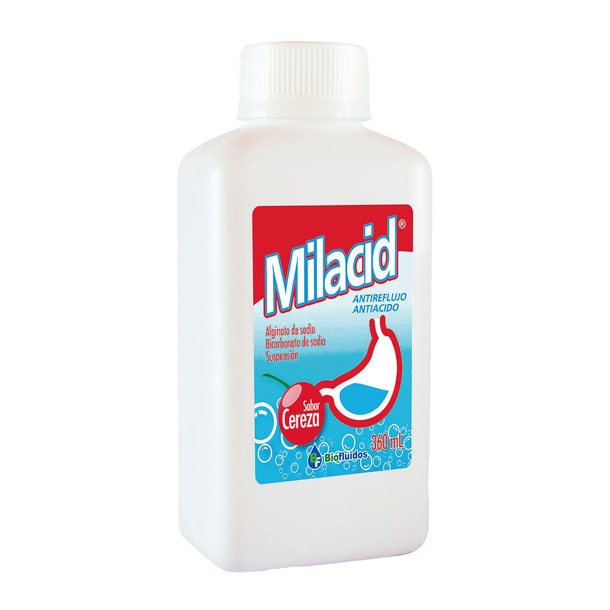 Antirreflujo Antiácido Milacid Sabor Cereza Frasco X 360 Ml.