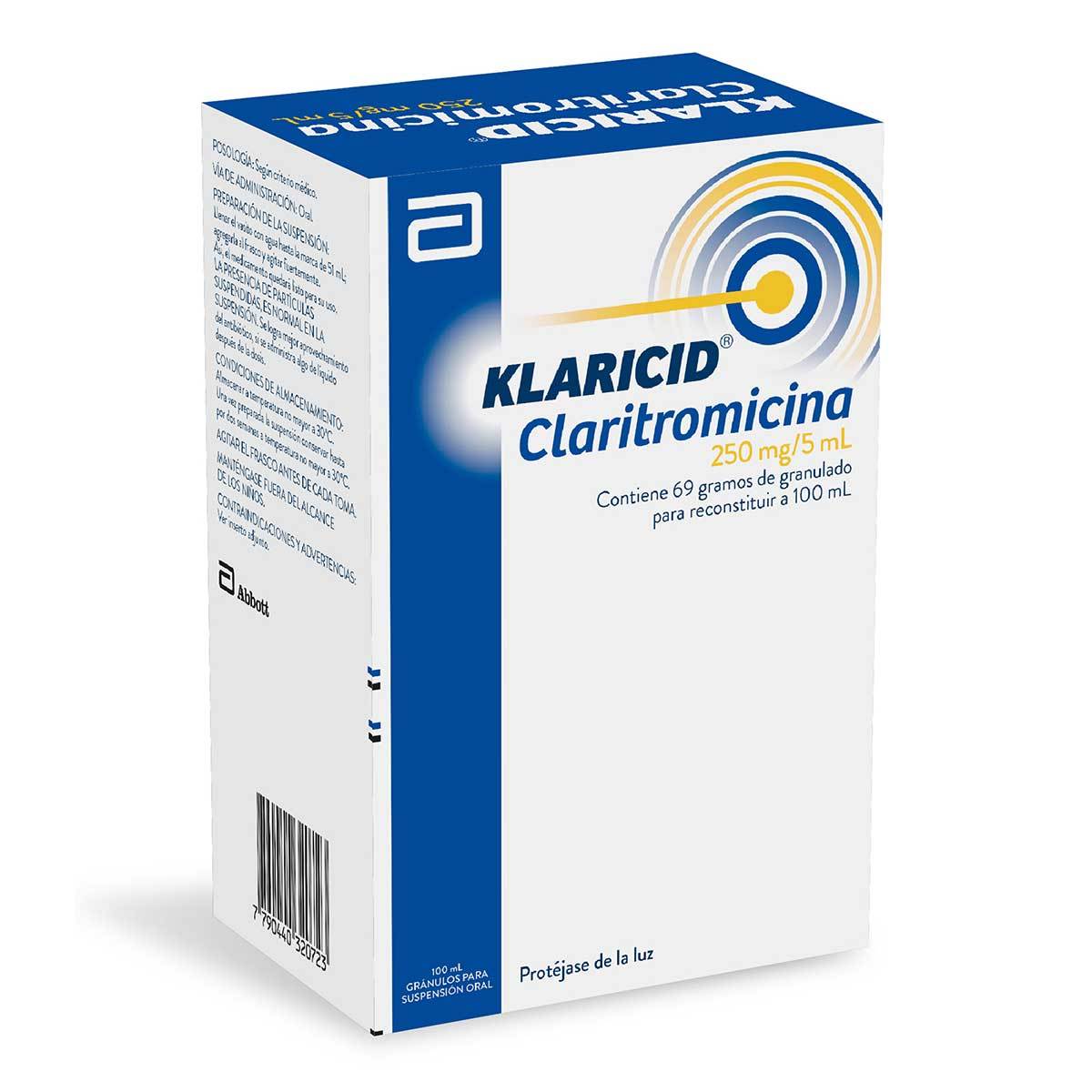 Suspensión Oral Klaricid 250 Mg/5 Ml Abbott Frasco X 100 Ml.