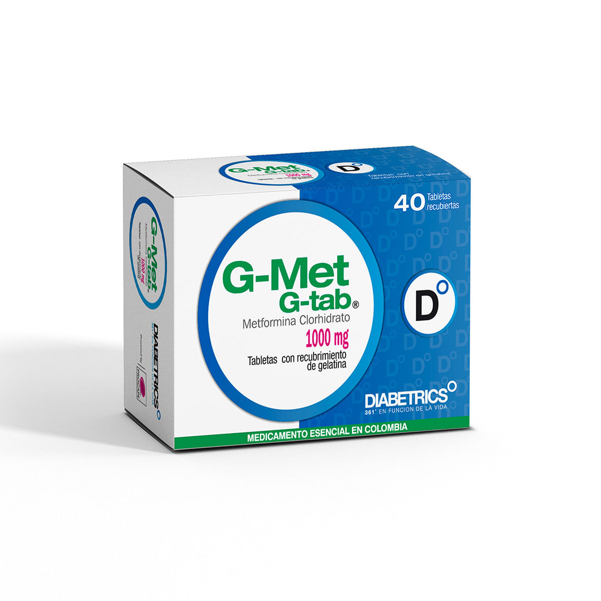 G-Met 1000 Mg Diabetrics Caja X 40 Tabletas.