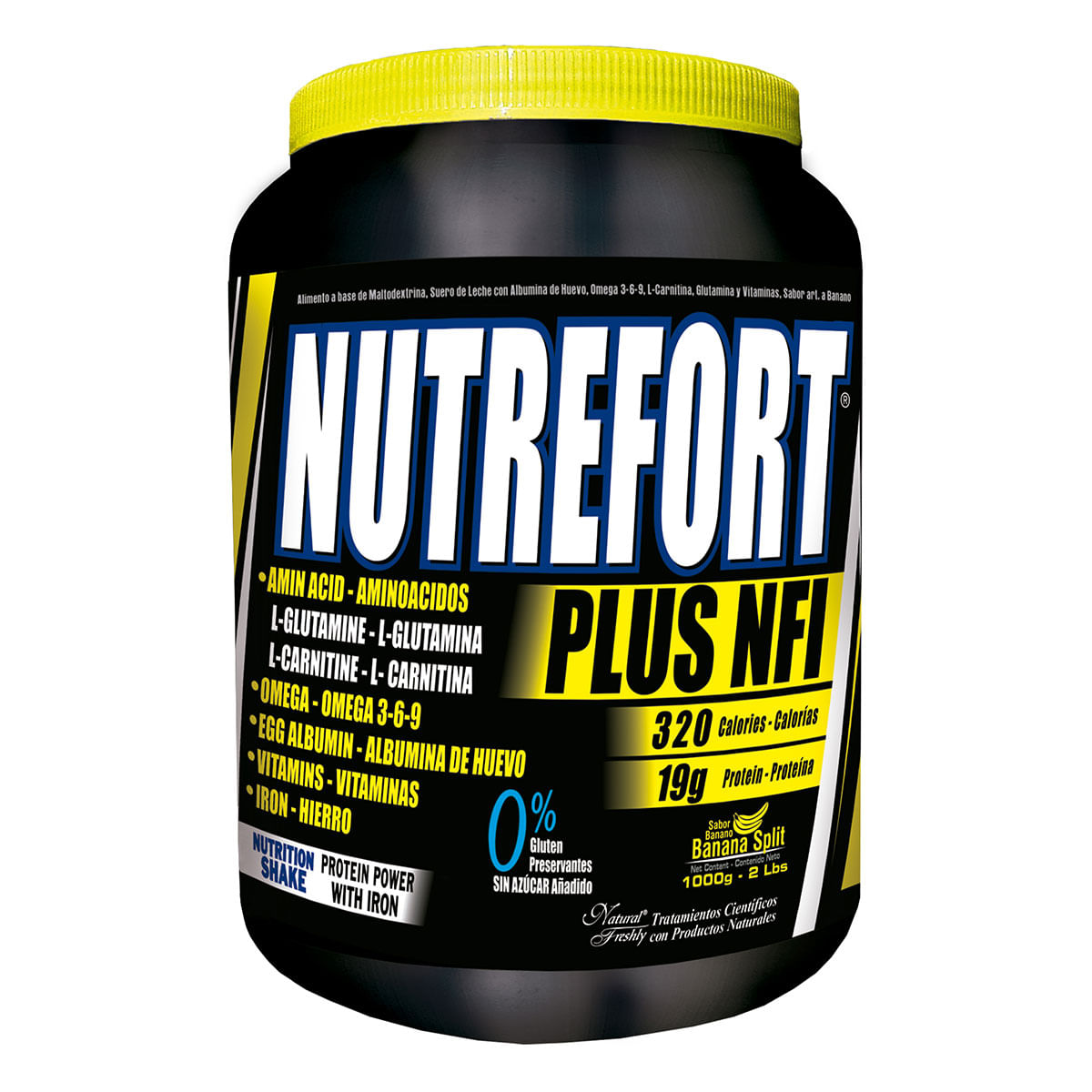 Alimento Nutrefort Plus NFI Natural Freshly Banana Split Polvo Frasco x 1000 g