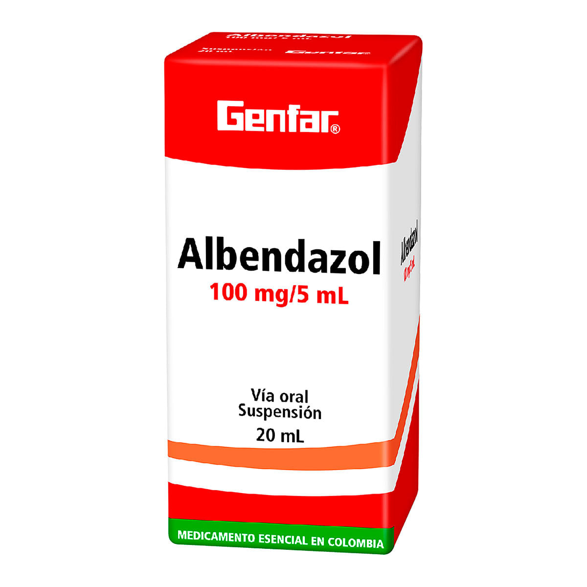 Suspensión Oral Albendazol 100 Mg/5 Ml Genfar Frasco X 20 Ml.