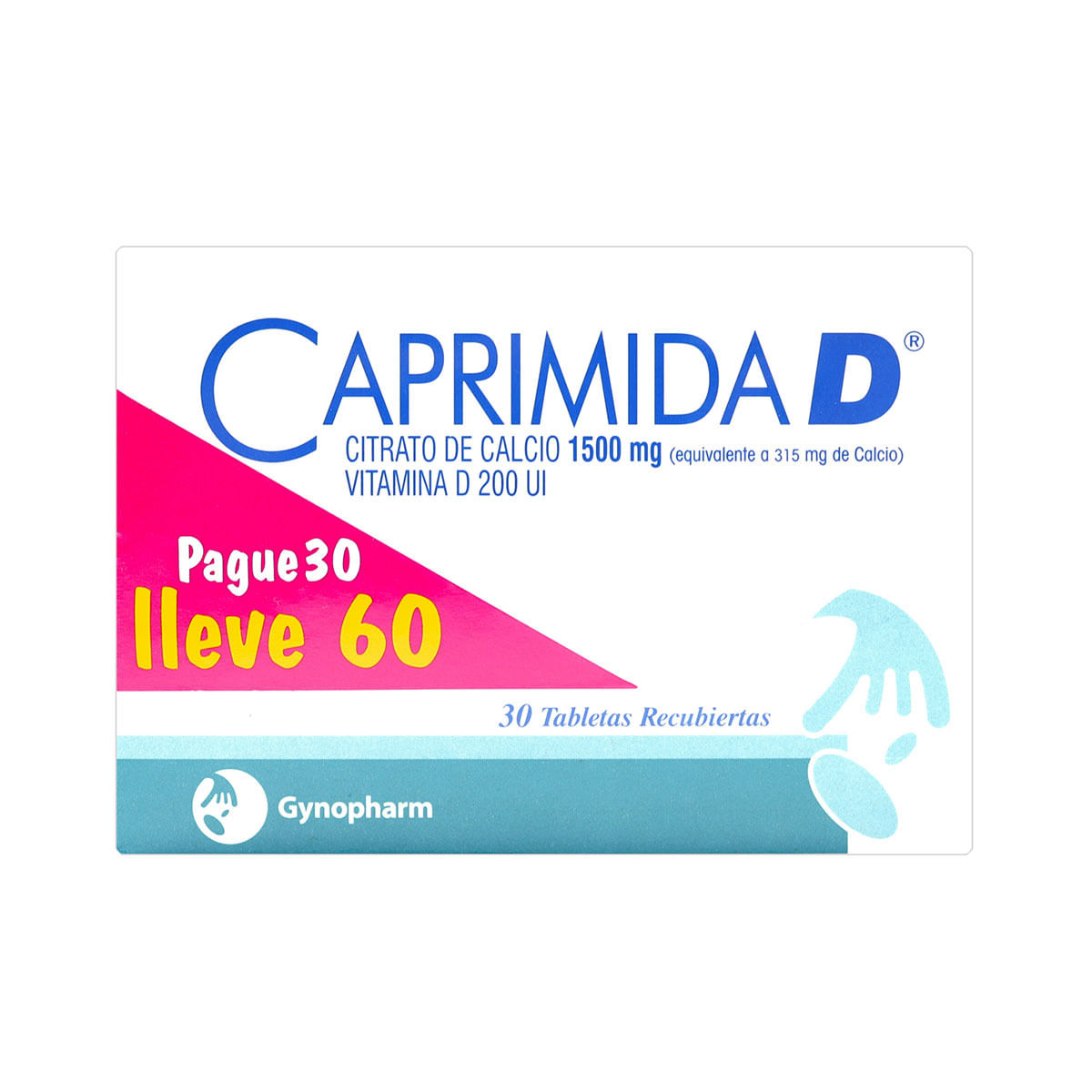 Caprimida D 1500 Mg/200 UI Gynopharm Caja x 30 Tabletas Recubiertas Pague 30 Lleve 60