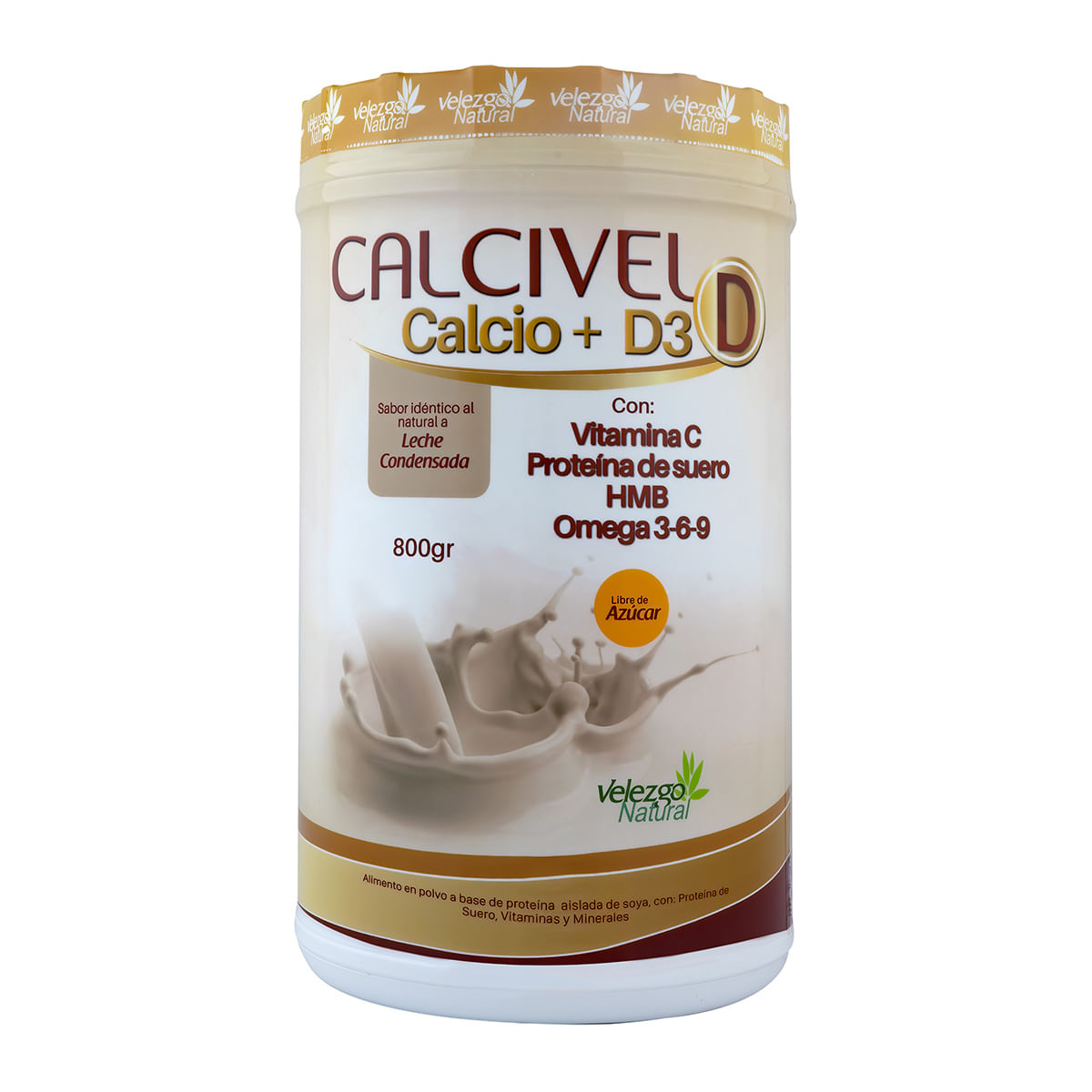 Alimento Calcivel Calcio + D3 Leche Condensada Polvo Tarro X 800 G.