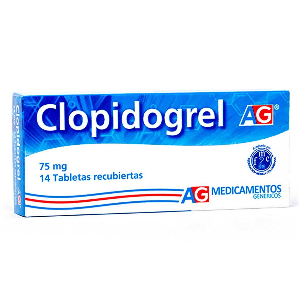 Clopidogrel 75 Mg Ag Caja X 14 Tabletas Recubiertas.
