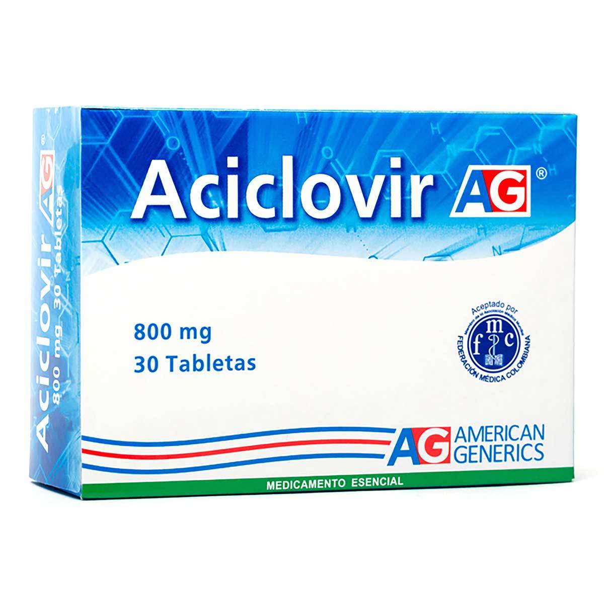 Aciclovir 800 Mg Ag Caja X 30 Tabletas.