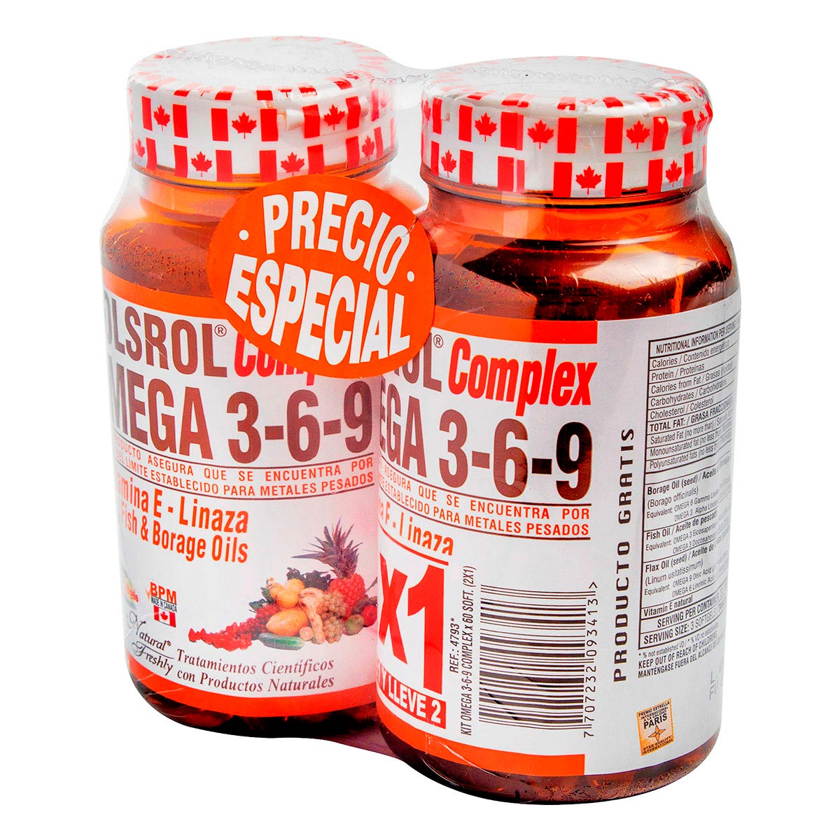 Colsrol Complex Omega 3-6-9 +Vitamina E - Linaza Natural Freshly Frasco X 60 Softgels Precio Especial Pague 1 Lleve 2.