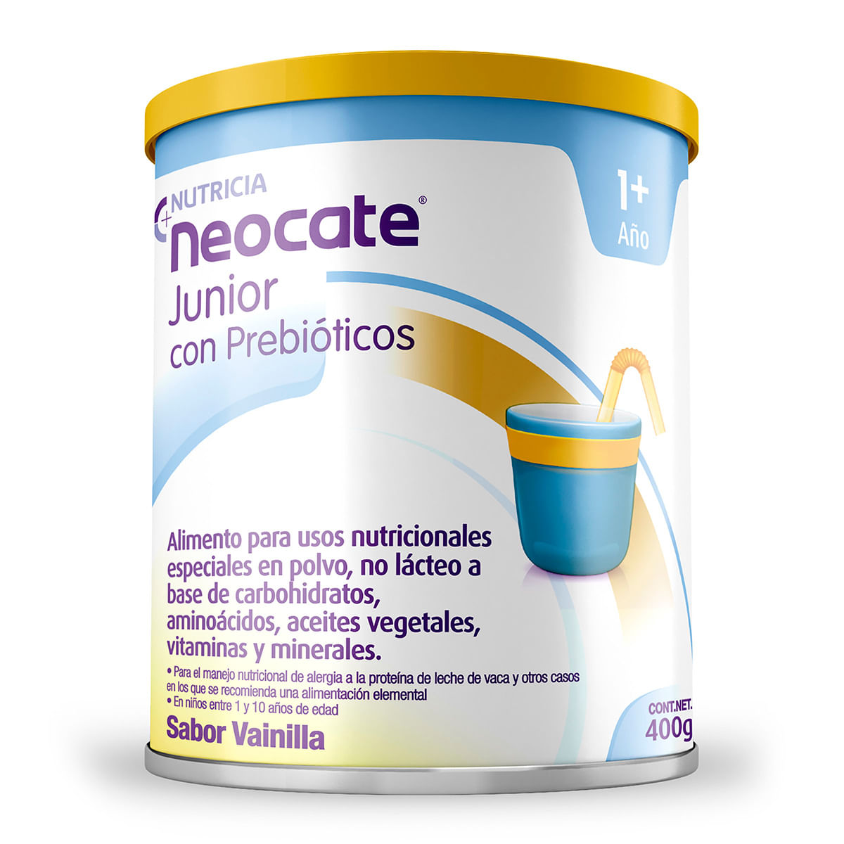 Alimento Neocate Junior Con Prebióticos 1+ Vainilla Polvo Tarro X 400 G.