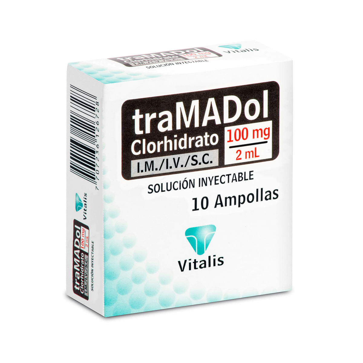 Solución Inyectable Tramadol 100 Mg/2 Ml Vitalis Caja X 10 Ampollas.