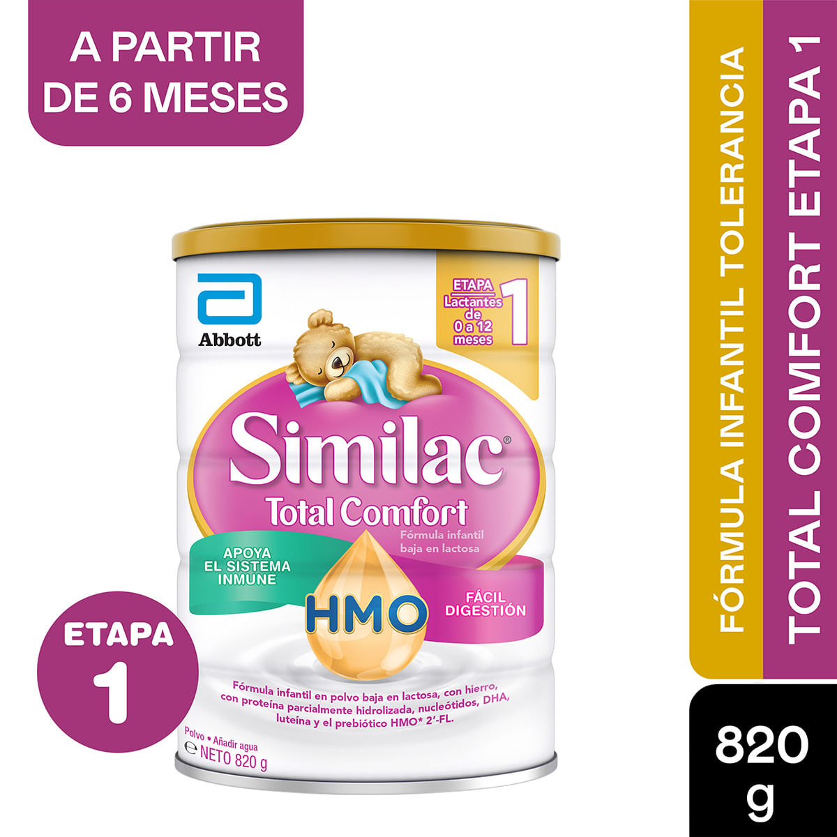 Fórmula Infantil Abbott Similac 1 Total Comfort Pro-Sensitive 0-12 Meses Polvo Tarro X 820 G.