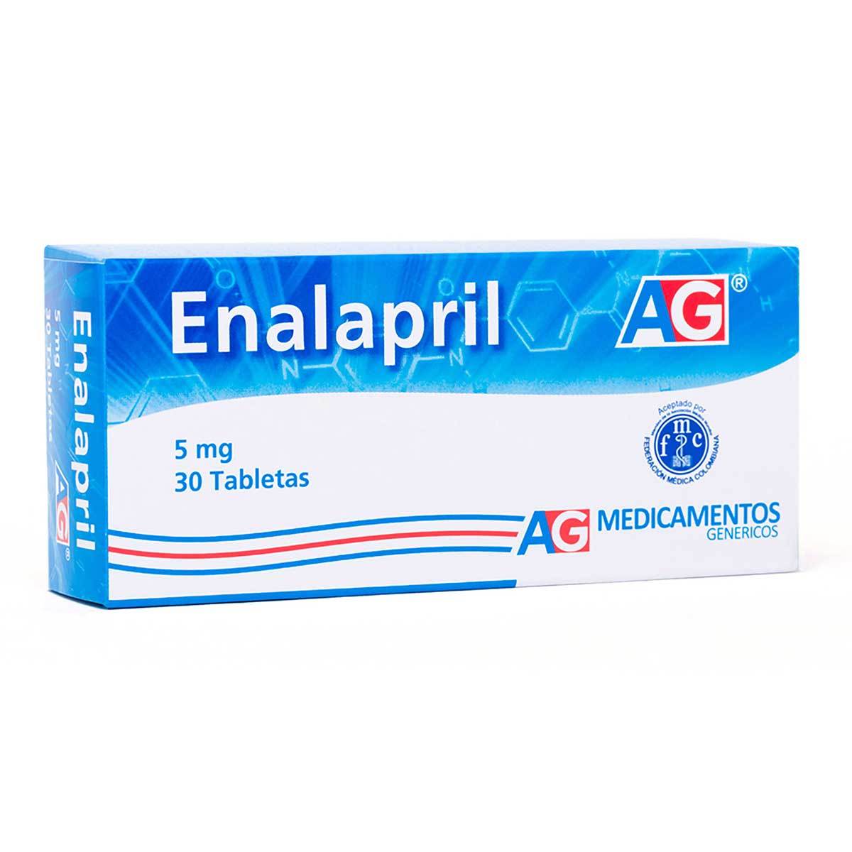 Enalapril 5 Mg Ag Caja X 30 Tabletas.