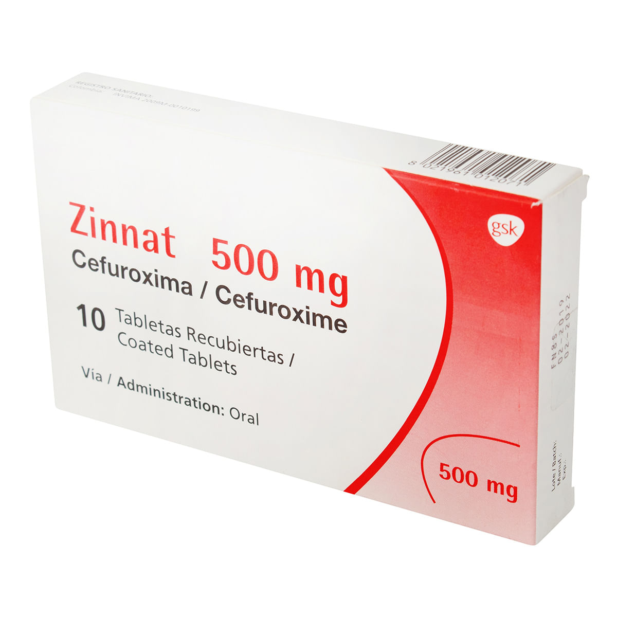 Zinnat 500 Mg Gsk Caja X 10 Tabletas Recubiertas.