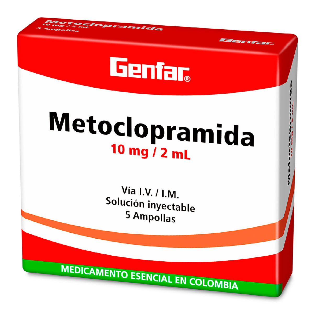 Solución Inyectable Metoclopramida 10 Mg/2 Ml Genfar Caja X 5 Ampollas.