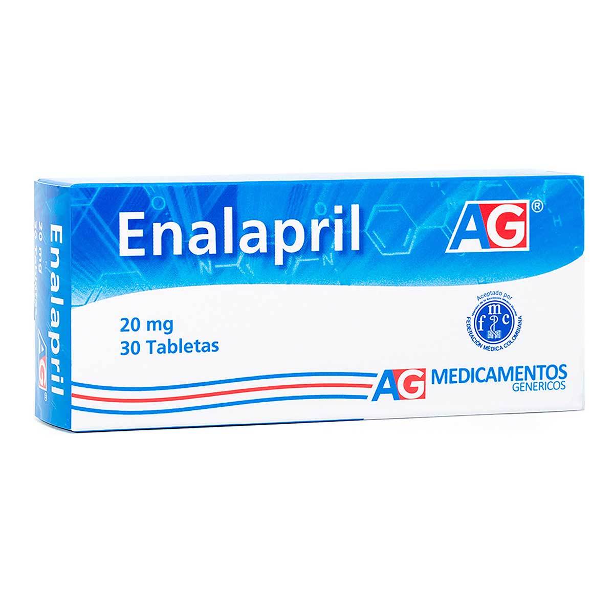 Enalapril 20 Mg Ag Caja X 30 Tabletas.