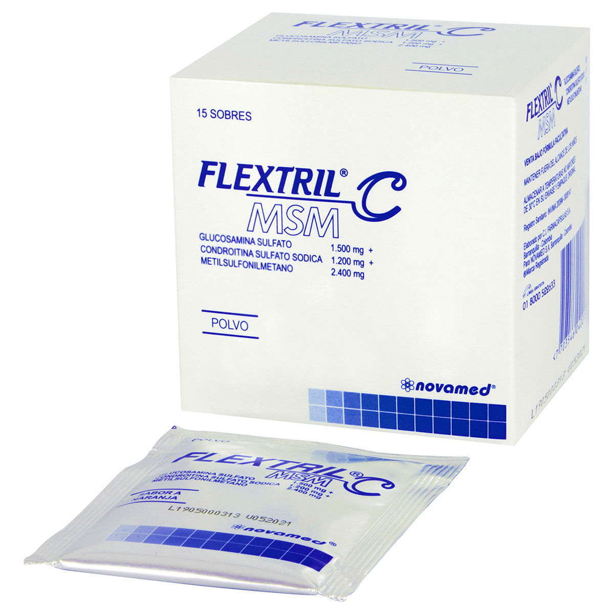 Flextril C Msm 1500/1200/2400 Mg Novamed Naranja Caja X 15 Sobres.