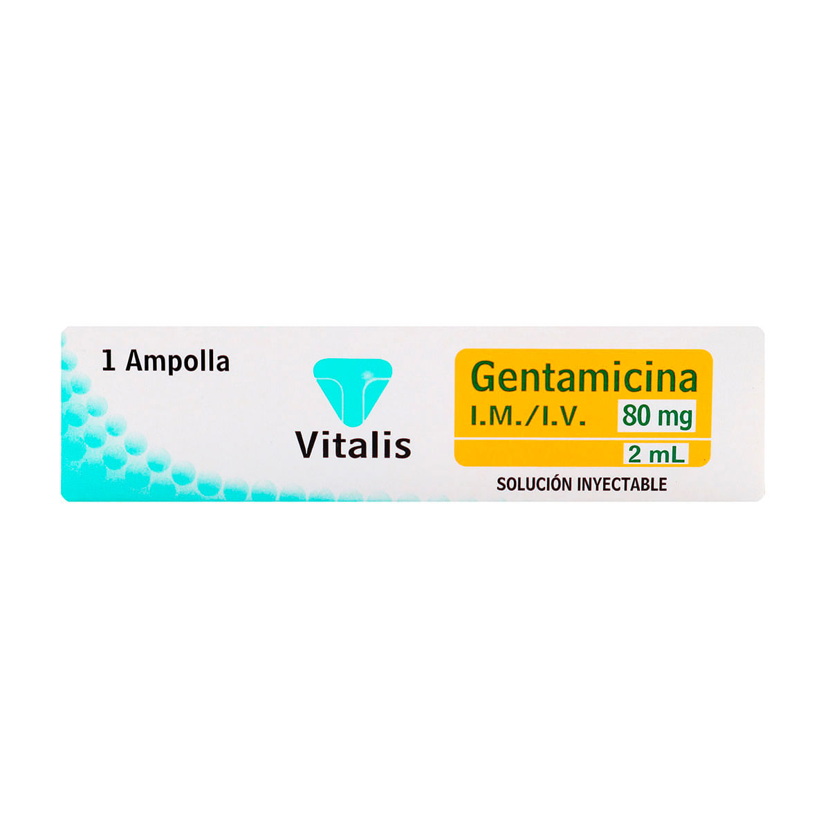 Solución Inyectable Gentamicina 80 Mg/2 mL Vitalis Cajax 1 Ampolla