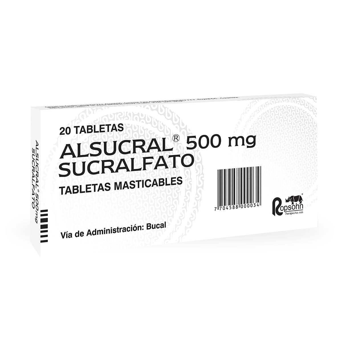 Alsucral 500 Mg Ropsohn Caja X 20 Tabletas Masticables.