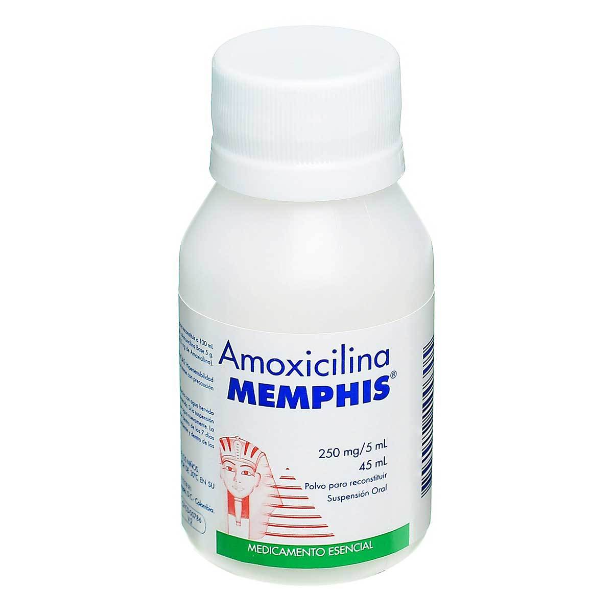 Suspensión Oral Amoxicilina 250 Mg/5 Ml Memphis Polvo Frasco X 45 Ml.