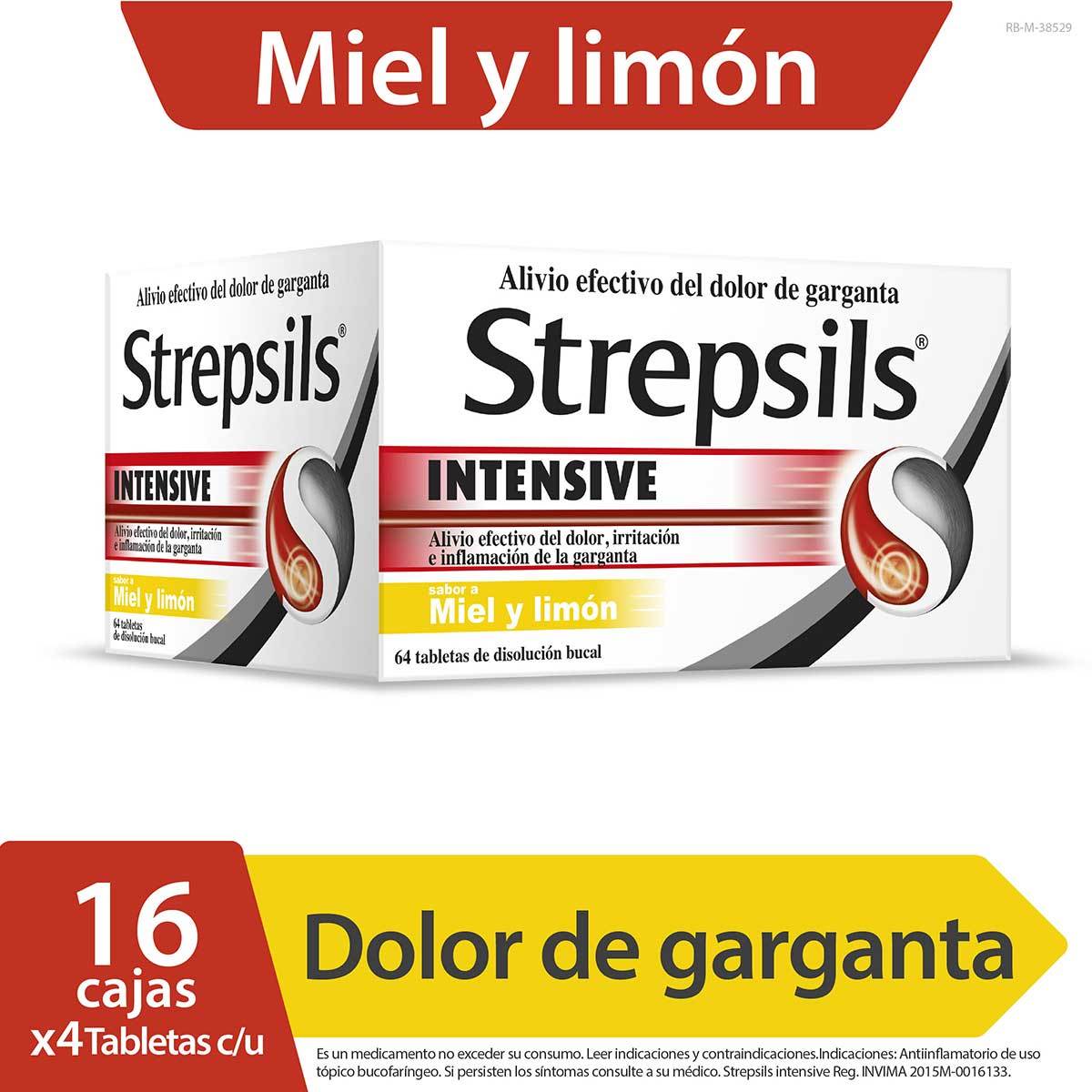 Strepsils Intensive Miel y Limón Caja x 64 Tabletas