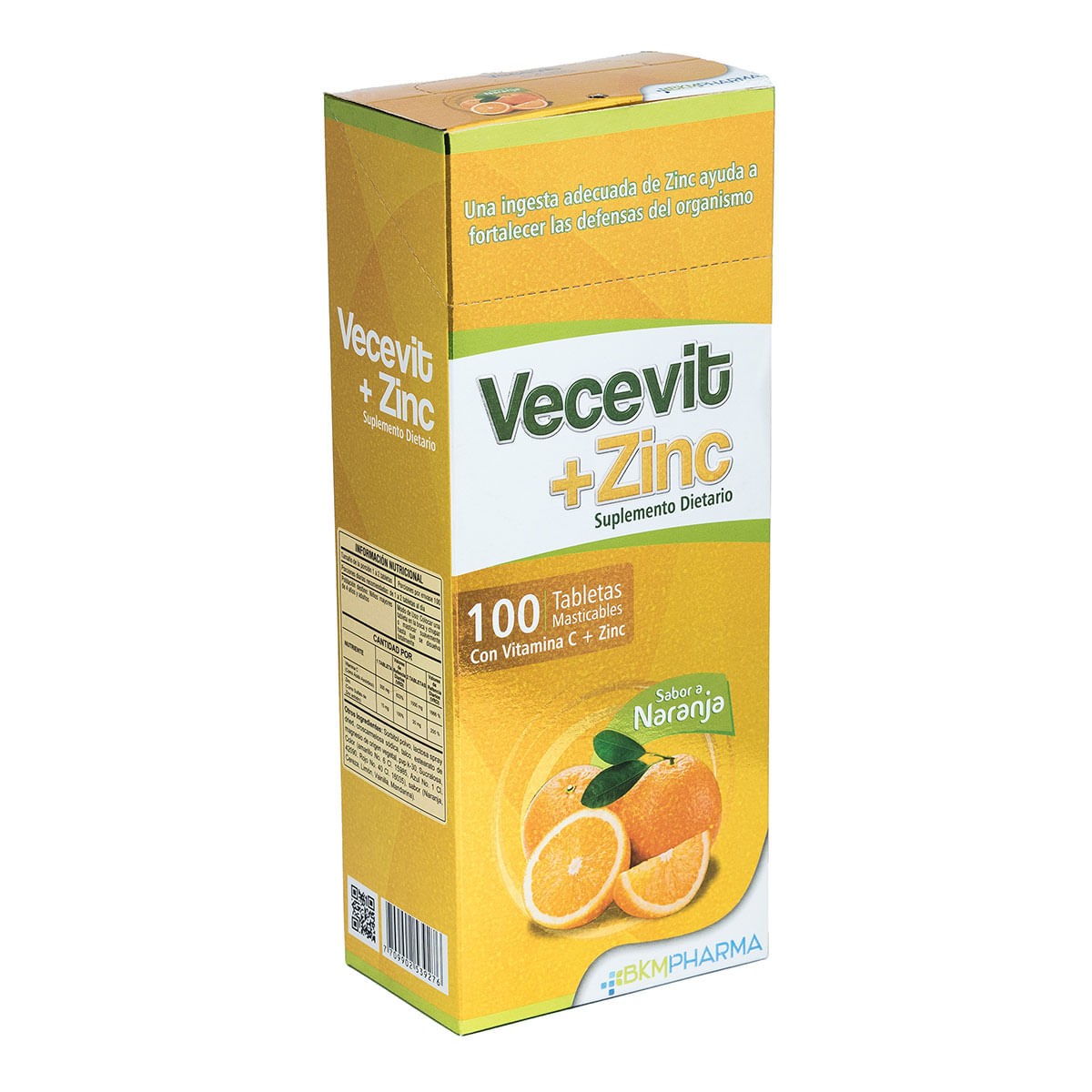 Suplemento Dietario Vecevit+Zinc Bkm Pharma Naranja Caja X 100 Tabletas Masticables.