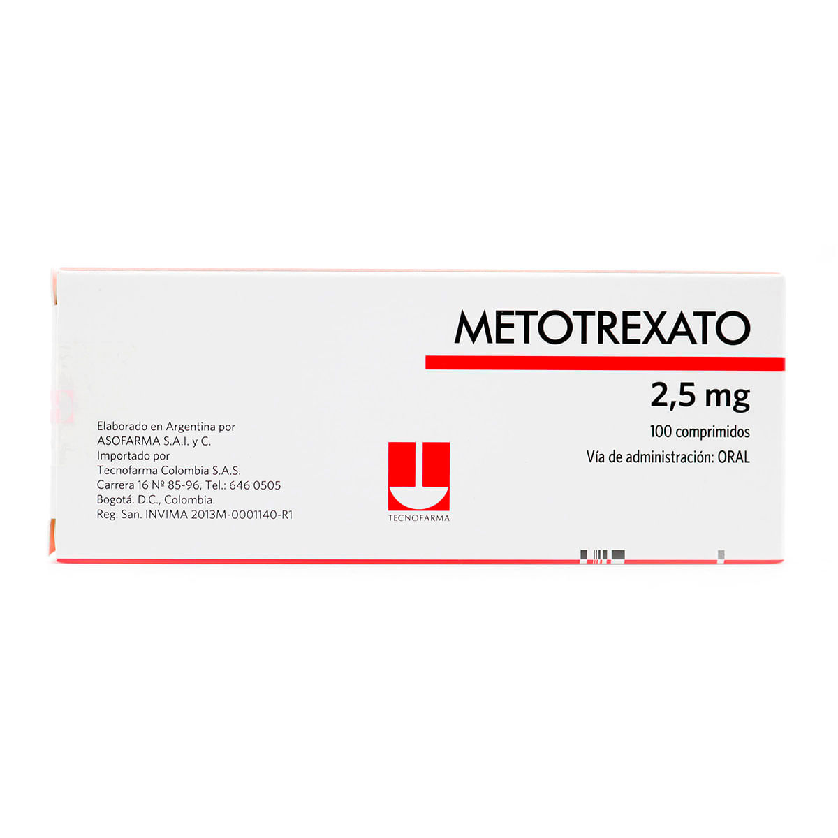Metotrexato 2.5 Mg Tecnofarma Caja X 100 Comprimidos.